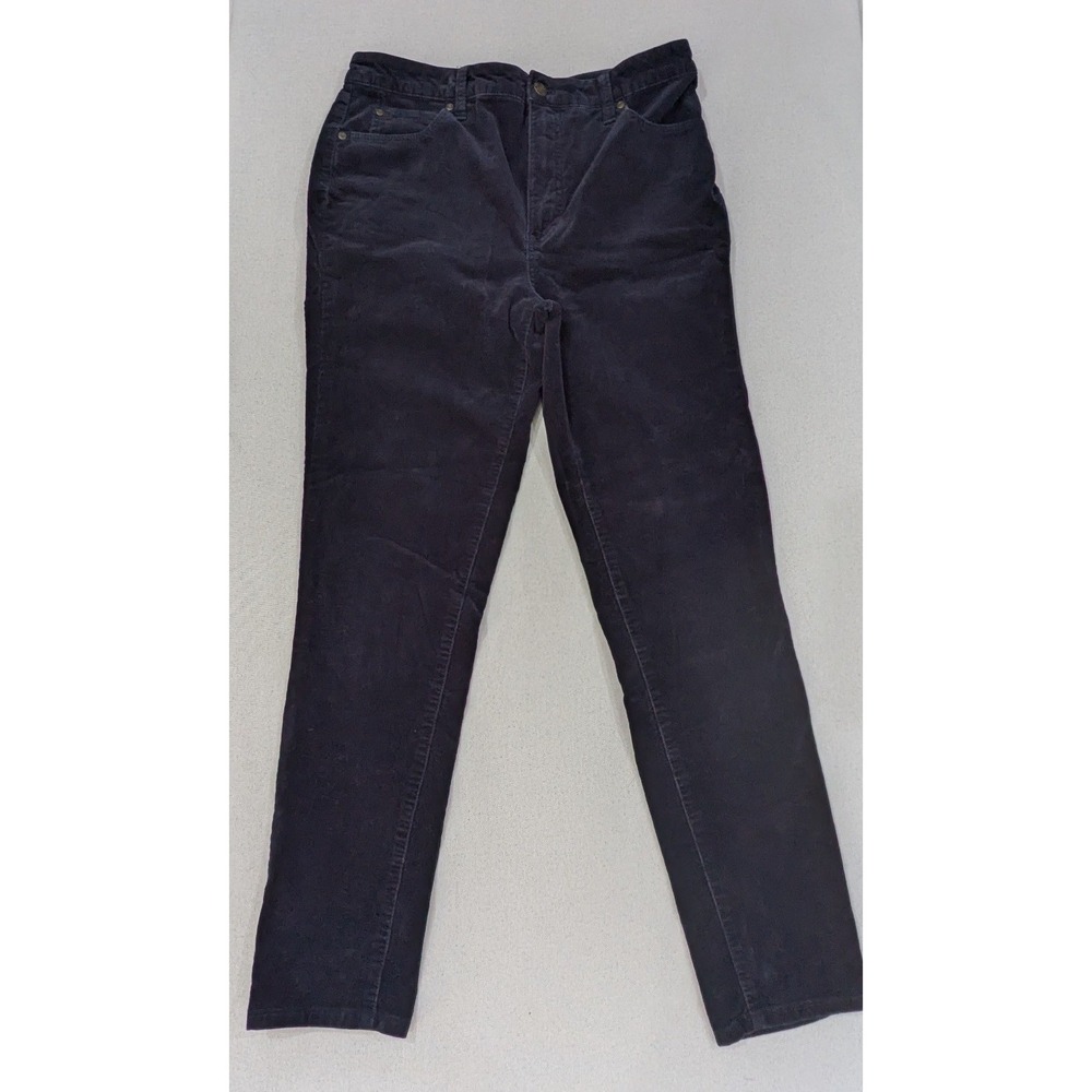 Talbots Corduroy Pants Womens 12 Navy Blue Excellent High-Rise Straight-Leg